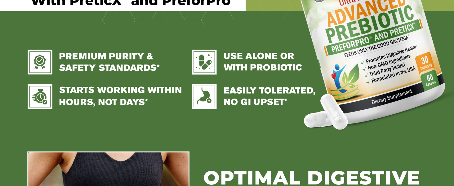 Advanced Prebiotic Fiber | Fast Acting Gut Health Supplement | 60 Capsules