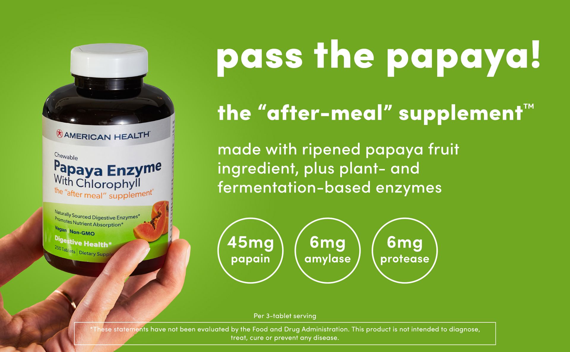 American Health Papaya Enzyme Chewable Tablets - Promotes Nutrient Absorption, Helps Digestion and Freshens Breath with Chlorophyll & Pepermint - Gluten-Free, Vegetarian - 600 Count