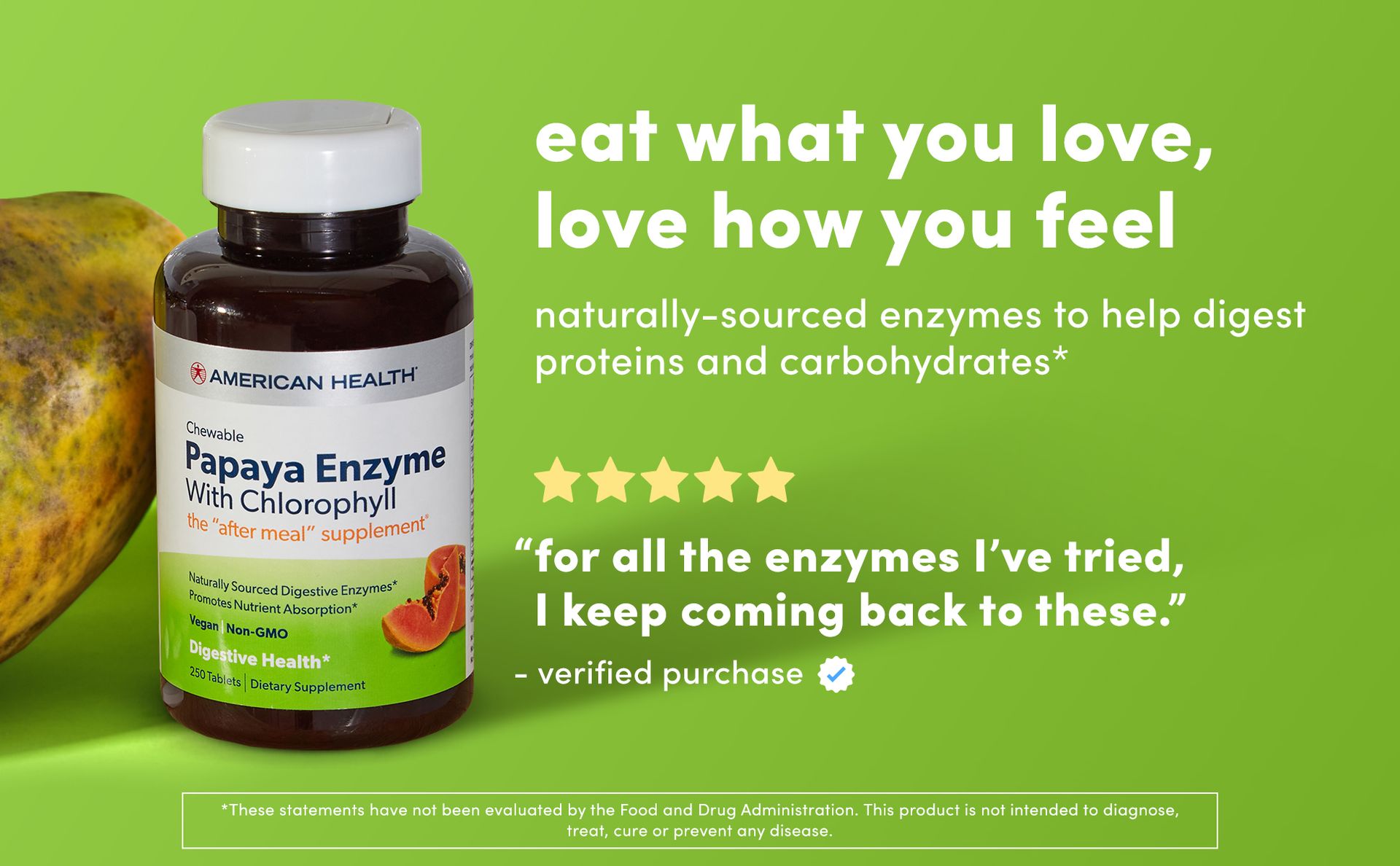 American Health Papaya Enzyme Chewable Tablets - Promotes Nutrient Absorption, Helps Digestion and Freshens Breath with Chlorophyll & Pepermint - Gluten-Free, Vegetarian - 600 Count
