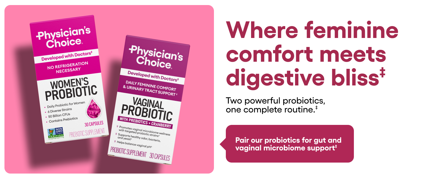 Physician's CHOICE Probiotics for Women - PH Balance, Digestive, UT, & Feminine Health - 50 Billion CFU - 6 Unique Strains for Her - Organic Prebiotics, Cranberry Extract+ - Women Probiotic - 30 CT