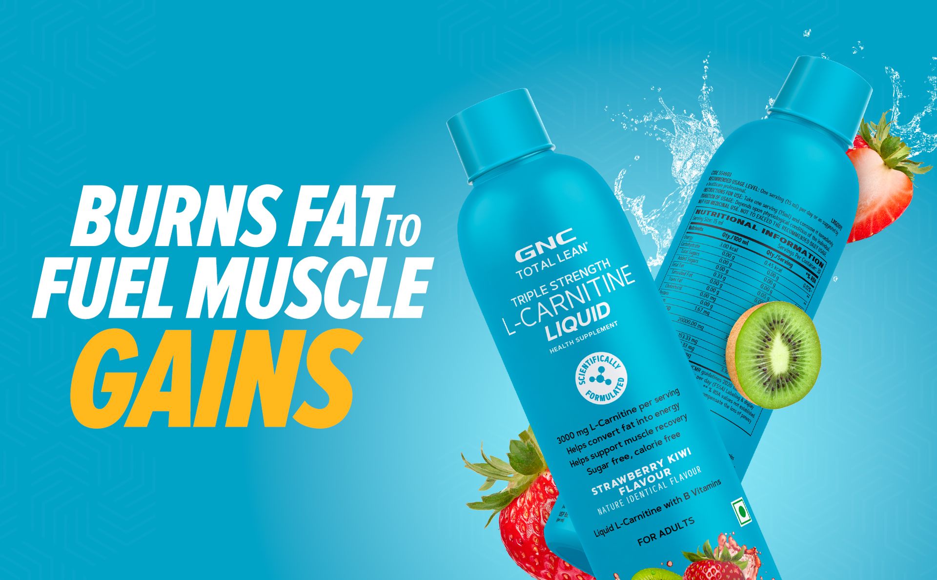GNC Liquid L-Carnitine 3000mg | Triple Strength Formula | Converts Fat to Energy & Supports Lean Muscle | Fast-Acting for Weight Loss & Recovery | 100% RDA of B3, B5 & B6 for Performance & Stamina | Strawberry Kiwi