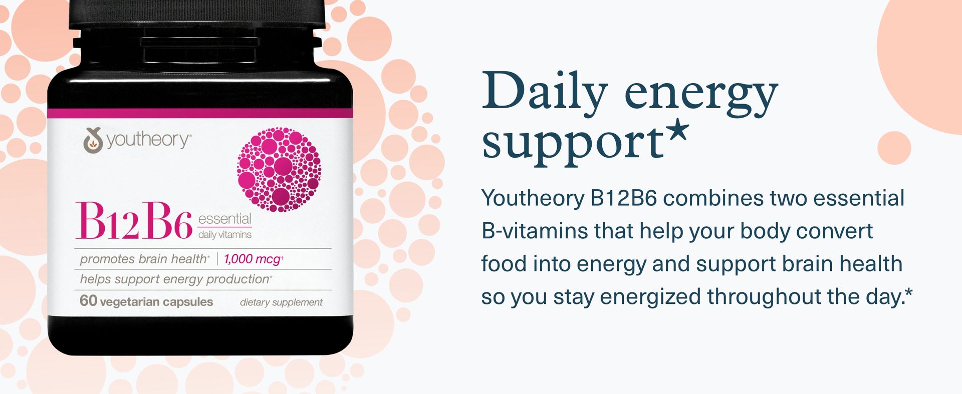 Youtheory B12B6, 60 Vegetarian Capsules, 60-Day Supply