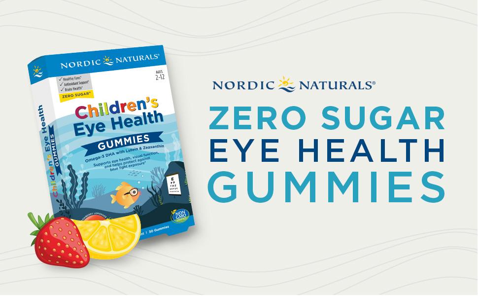 Nordic Naturals Children'S Eye Gummy Chews | 484 Mg Omega 3 Fish Oil EPA & DHA With Lutein & Zeaxanthin | Supplement For Eye Health 2-12 Yrs | Gummies For Eyes Strawberry Lemonade 30 Fish Oil Gummies