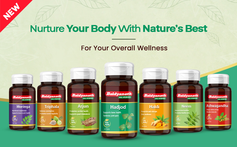 Baidyanath Hadjod - 60 Tablets (Pack of 2) | Supports Bone Strength, Joint Flexibility & Mobility |