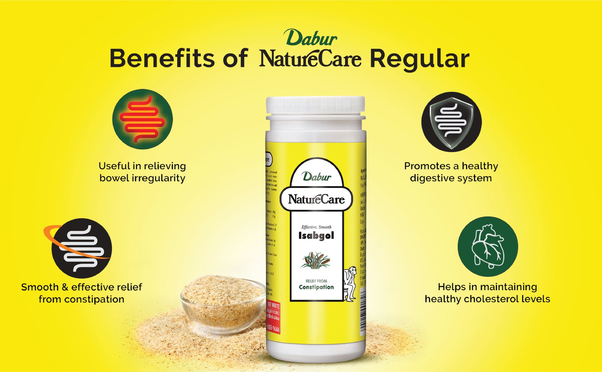 Dabur Nature Care Isabgol| Provides Effective Relief from Constipation -375gm