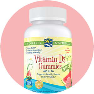 Nordic Naturals Vitamin D3 Gummies - 400 Iu Chewable For Kids | Cholecalciferol Vitamin D3 For Bone Health, Healthy Immunity - Wild Watermelon Splash, Vegetarian - 60 Gummies
