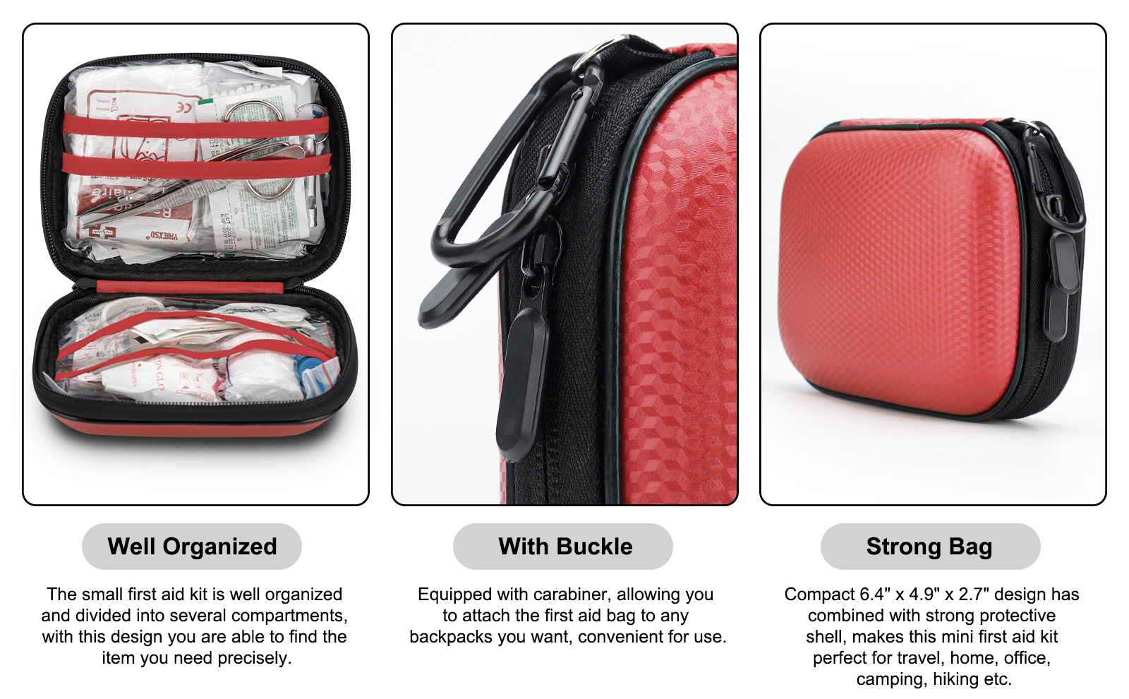 Mini First Aid Kit - 150 Piece Small Waterproof EVA Hard Shell Case