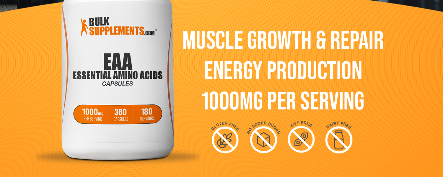 BulkSupplements.com Essential Amino Acids Capsules - EAAs Amino Acids Supplements - Gluten Free, 2 Capsules per Servings (1000mg), 360 Count (Pack of 1)