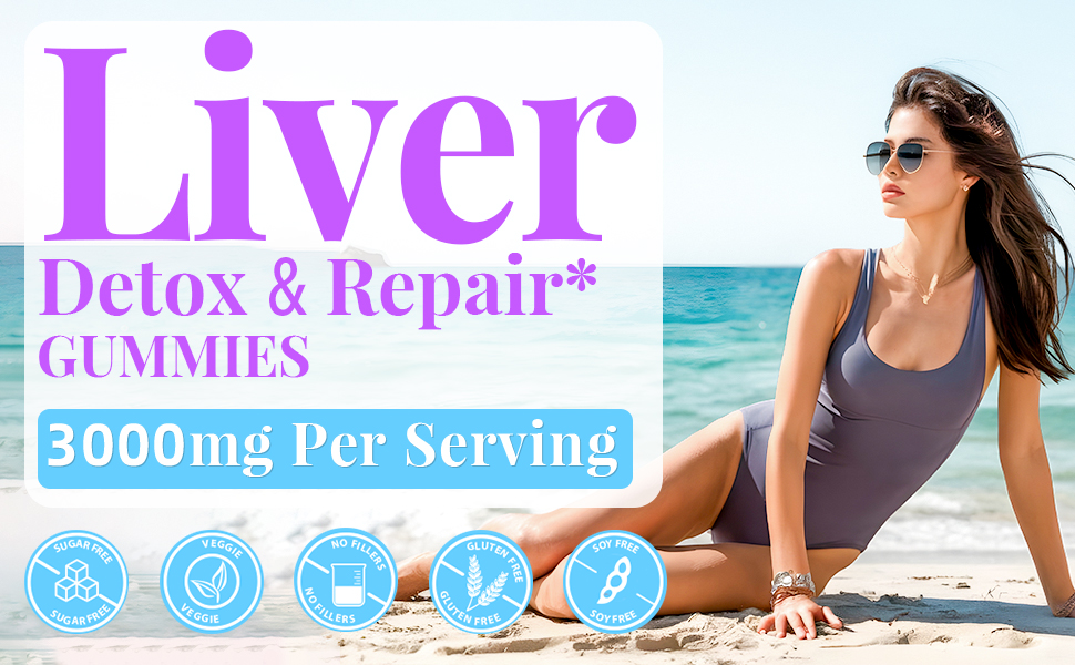 3000mg Liver Detox Repair & Cleanse Gummy, 23-in-1 Liver Support, 60 Count