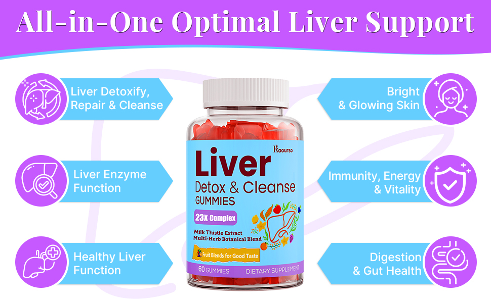 3000mg Liver Detox Repair & Cleanse Gummy, 23-in-1 Liver Support, 60 Count