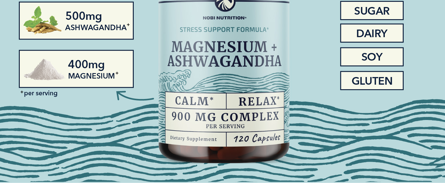 Magnesium Ashwagandha, Relaxation & Calming Magnesium Supplement for Adults