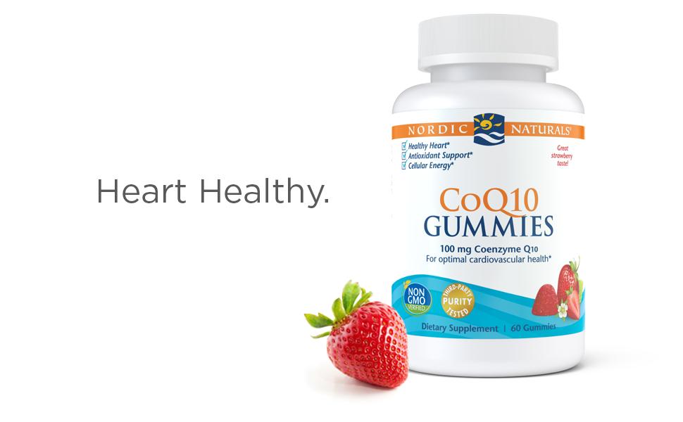 Nordic Naturals CoQ10 Gummies | 100 Mg Ubiquinol CoQ10 Supplement | Coenzyme Q10 For Cardiovascular Health & Antioxidant Support | Cardioton Strawberry Flavour 60 Softgel