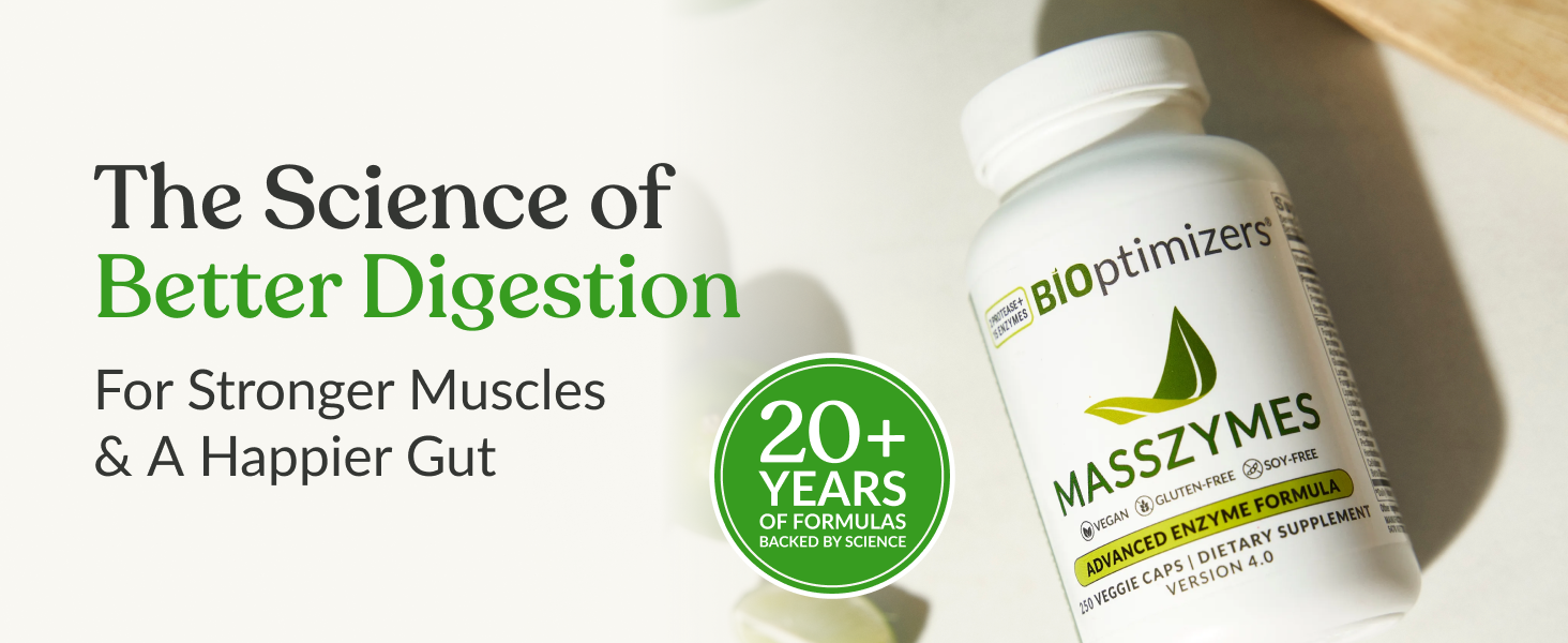 BIOptimizers MassZymes, Digestive Enzyme Supplement, 250 Capsules