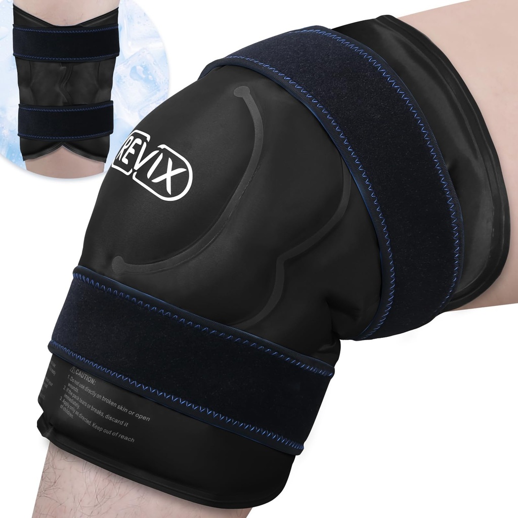 REVIX 20'' XXXL Reutilizable Agarre de rodilla para la reducción de molestias, extra grande Terapia fría Gel Pack para la rodilla, espalda, relajación del hombro y recuperación posterior al entrenamiento, Soft Plush empaquetado frío