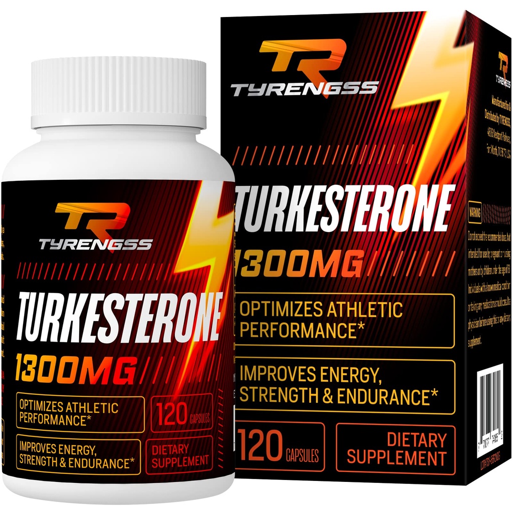 Booster de testosterona, Turkesterone Suplemento 1300mg Ultra High Strength (Ajuga Turkestanica Extract Std. to 20% Testosterone), para Athletic Performance & Muscle Mass,120 cápsulas