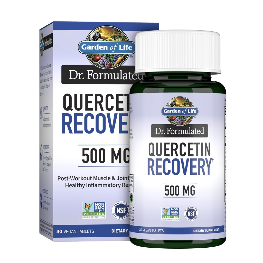 Garden of Life Quercetin Post Workout Recovery with Zinc, Turmeric & Green Tea – Dr Formulated – Healthy Inflammatory Response & Joint Support - Gluten Free and Non GMO – 30 Tablets