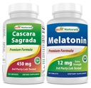 Mejores Naturales Cascara Sagrada 450 mg &amp; Melatonina 12 mg