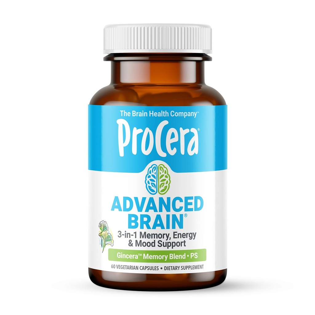 Procera Advanced Brain - Actuación rápida - Ingredientes apoyados por 100+ Estudios - Mejorar la memoria, Recordar - Concentración - Borja Fog - Claridad mental - Lentas Cognitive Decline - 60 Conde