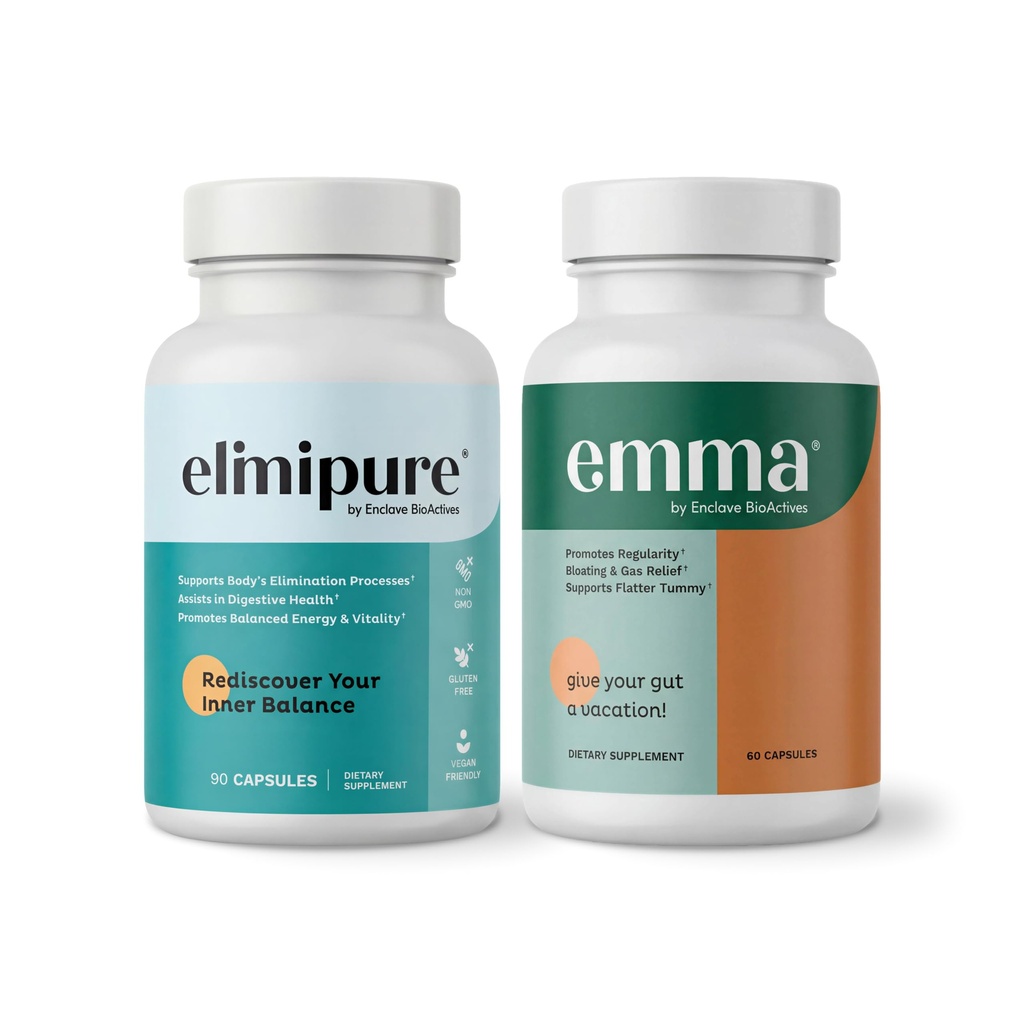 Emma Gut Health & Elimipure Cleanse Bundle – Complete Digestive Detox Bundle for Bloating, Metabolism, and Microbiome Support | Leaky Gut Repair, Colon Cleanse & IBS Relief