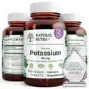 Natural Nutra Elemental Potasio Gluconato 99 mg Suplemento dietético – promueve la energía, ayuda al sistema nervioso superior, promueve la salud cardíaca, regulación mineral, función muscular - 250 tabletas vegas