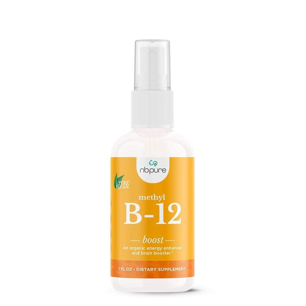 Nbpure Organic & Vegan Vitamin Methyl B12 Spray – Energía Natural, Mood, &amp; Nerve System Support for Women, Hombres, Niños – 500mcg Liquid Methylcobalamin Por Spray
