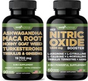 Gade Nutrition Ashwagandha with Maca Root, Horny Goat Weed, Turkesterone, Tribulus Terrestris, Panax Ginseng + Nitric Oxide Booster - Bundle for Energy, Vitality, Performance, Pump