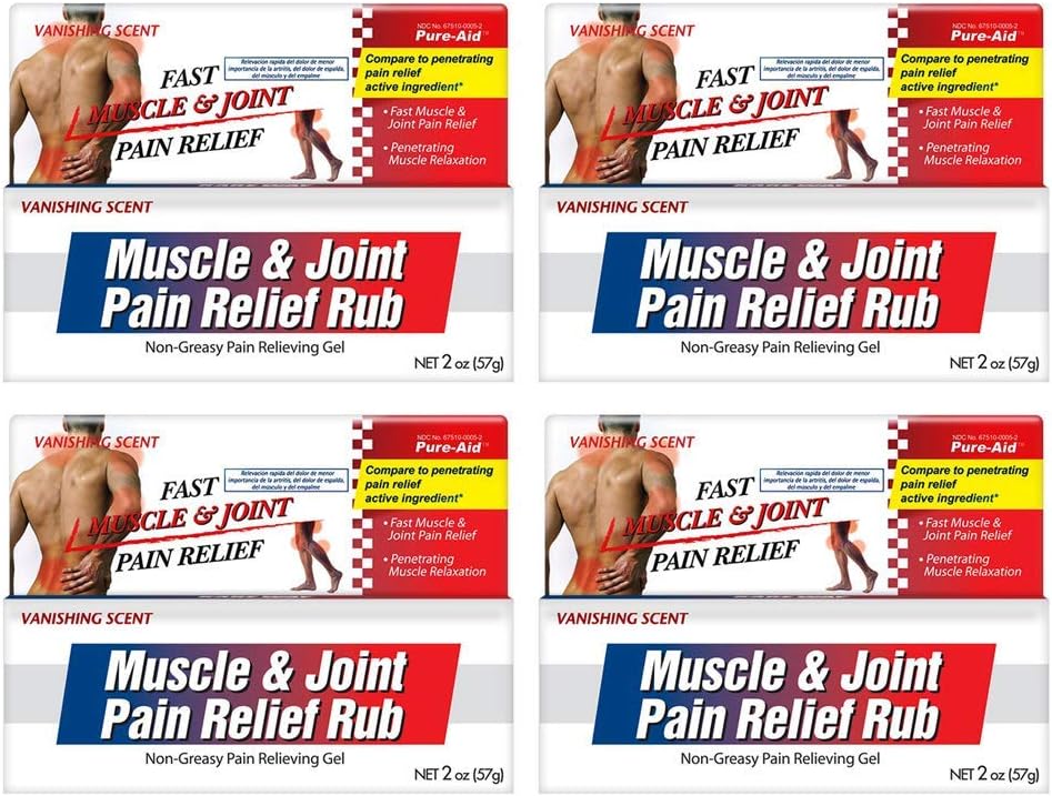 Caucho de alivio de dolor mixto, alivio rápido de la artritis menor, dolor de espalda, musculo " Crema de dolor mixto no irritante, 2oz (4pk)