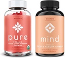 WellPath Pure Apple Sider Vinegar con la madre Gummies & Mind Brain Suplemento con Lion's Mane - Soportes Focus & Memory, 60 Ct Cada