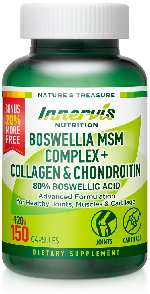 Complejo Boswellia MSM 150 Caps – Soporta la Salud Conjunta Collagen, Condroitina, Turmeric