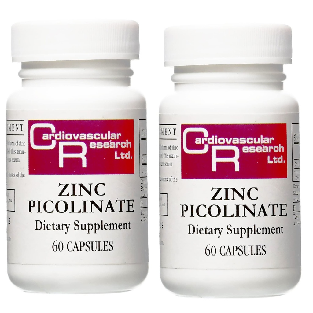 Cardiovascular Research Zinc 25 mg Zinc Picolinate 120 cápsulas - para el soporte del sistema inmunitario - dos botellas