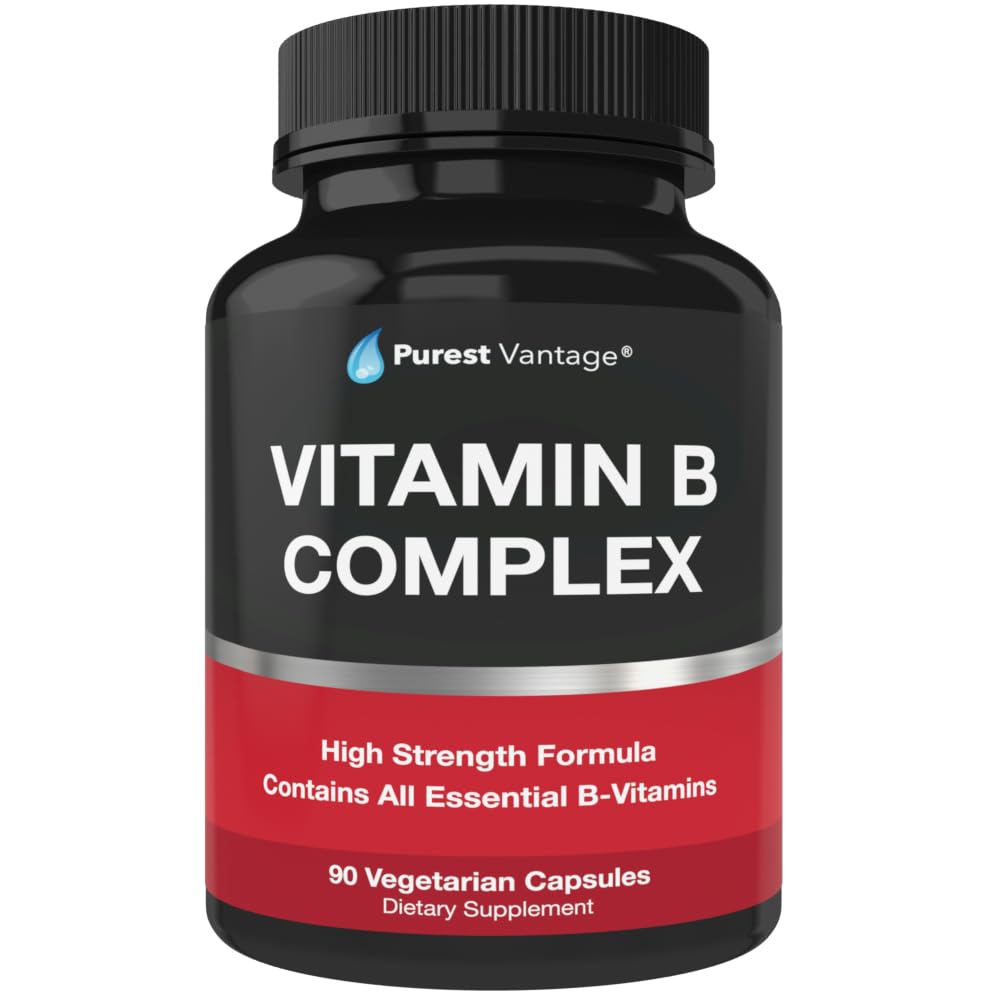 Vitamina B Complejo Vitaminas B12, B1, B2, B5, B6, B7, B9, ácido fólico - Super B Complejo Vitaminas para Mujeres, Hombres, Adultos - 90 cápsulas vegetarianas
