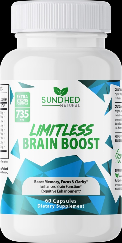 Boosto de cerebro ilimitado (60 caps) - Memoria, Focus, Claridad mental - Fórmula científica de nootrópica para el rendimiento de la mejora, Super Ginkgo Biloba, St John Wort Extract, DMAE