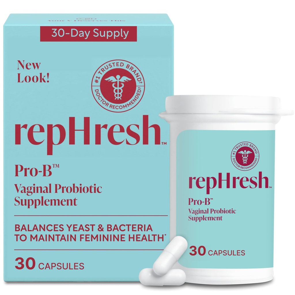 RepHresh Probiótico de Mujeres Pro-B, Suplemento Probiótico para Mujeres, 30 cápsulas orales