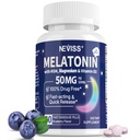 Melatonina 50 mg para adultos - Extra Strength 9-in-1 Fast Dissolve Sublingual - w/Vitamin D3 &amp; MSM, Relaxing Herbal Blend-Ashwagandha, Lemon Balm, Passionflower,Chamomile,Sugar Gratis, Vegan 60 Servimientos