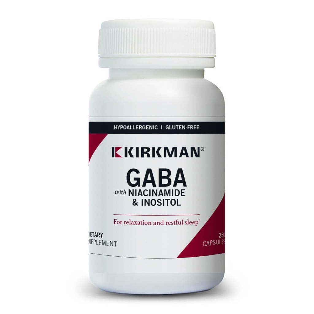 Kirkman - GABA con Niacinamide & Inositol - 250 cápsulas - Soportes Relajación - Apoyos Descanso sueño - hipoalergénico
