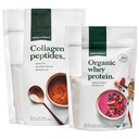 Natural Force Clean, Grass Fed Collagen Peptides + Unflavored Organic Whey Protein Bundle – Organic, Non GMO Whey Protein & Hydrolyzed Tipo I y III Collagen – 13.8 Bolsa de onza y 11.7 Bolsa de onzas