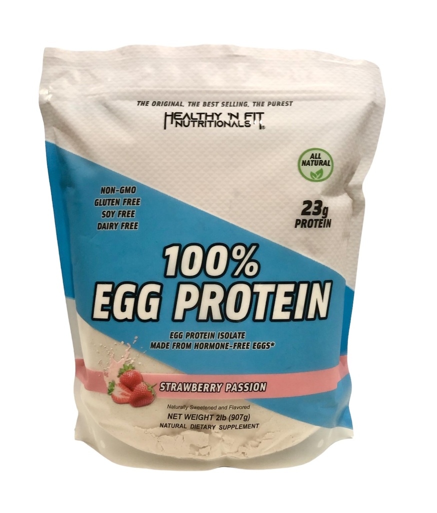 Saludable N Fit 100% EGG PROTEIN- Fresa (12oz): 100% Egg White Protein PLUS Natural Peptides. Naturalmente endulzado, Zero Carb, Keto, Paleo Friendly