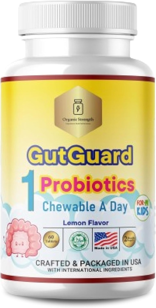 Probióticos para niños de Gut Health ← Limón Flavor, Halal Childrens Probiótico Silencio 1 al día para niños Edades 4-12. Probióticos para Niños, Promoción de Apoyo Digestivo y Bienestar.