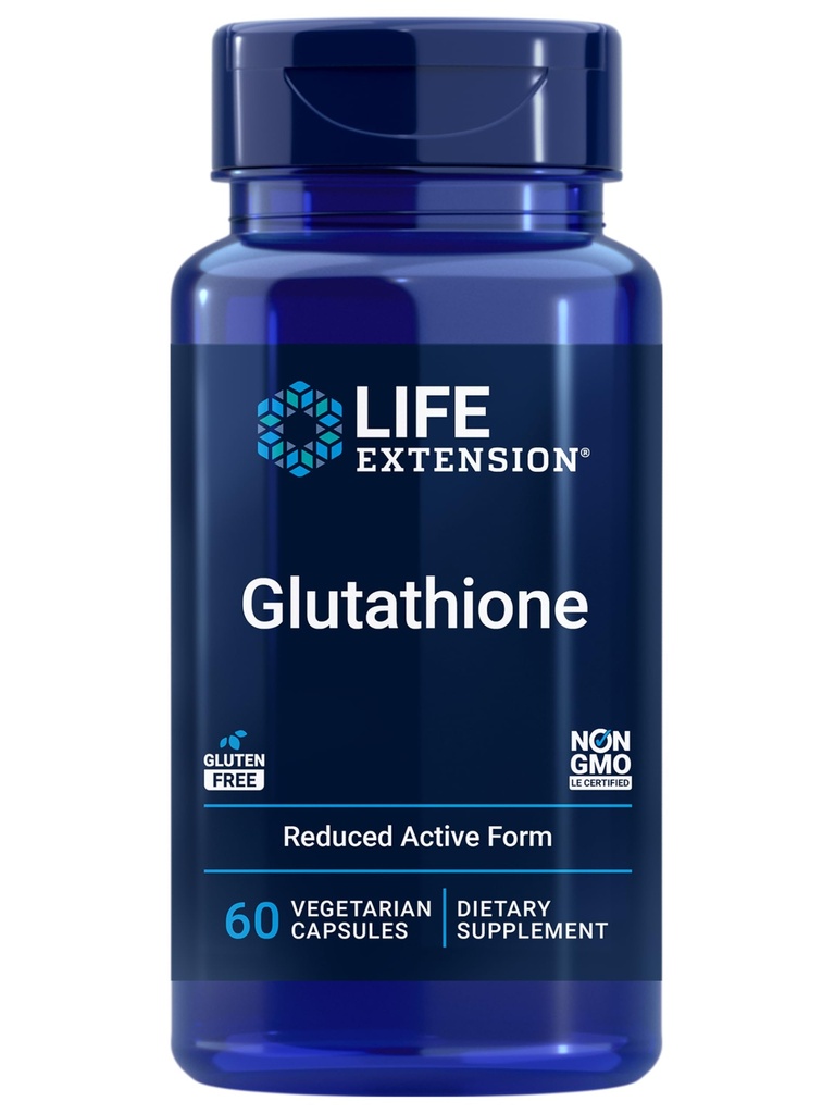 Extensión de vida Glutathione 500 mg – Glutathione Capsules, Suplemento antioxidante, estrés oxidativo, forma reducida activa – libre de gluten, no GMO, vegetariano – 60 cápsulas