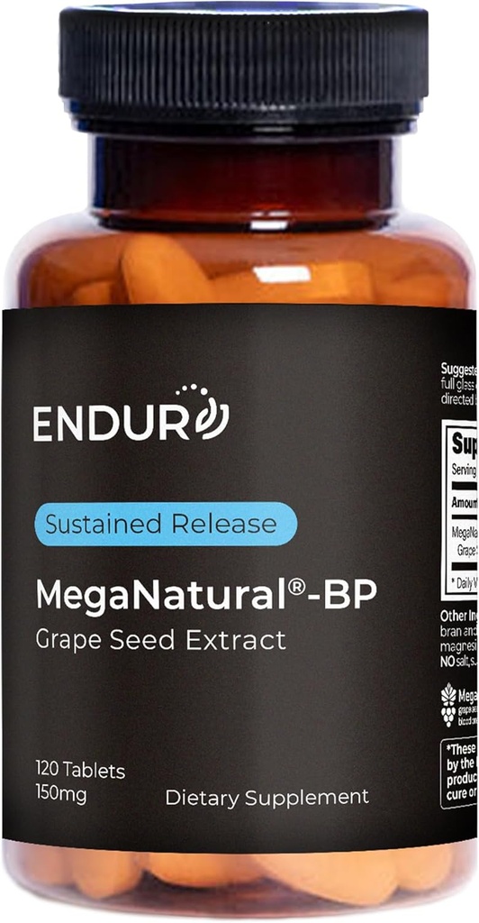 MegaNatural BP, Grape Seed Extracto Suplementos con liberación sostenida California Grape Seed Extract Herbal Supplements for Optimized Absorption & Supports Energy, 150 mg, 120 Tablets