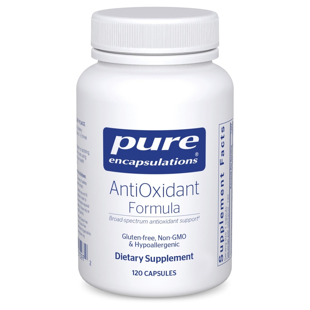 Pure Encapsulations AntiOxidant Fórmula  Broad Spectrum Antioxidant Support Silencio 120 Capsules