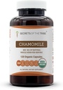 Secrets of the Tribe Chamomile USDA Organic 120 Capsules ← High-Potency Herbal Suplemento Silencio Hecho con capsules vegetarianos y manzanilla orgánica (Matricaria recutita) Flor seca (120 Conde)