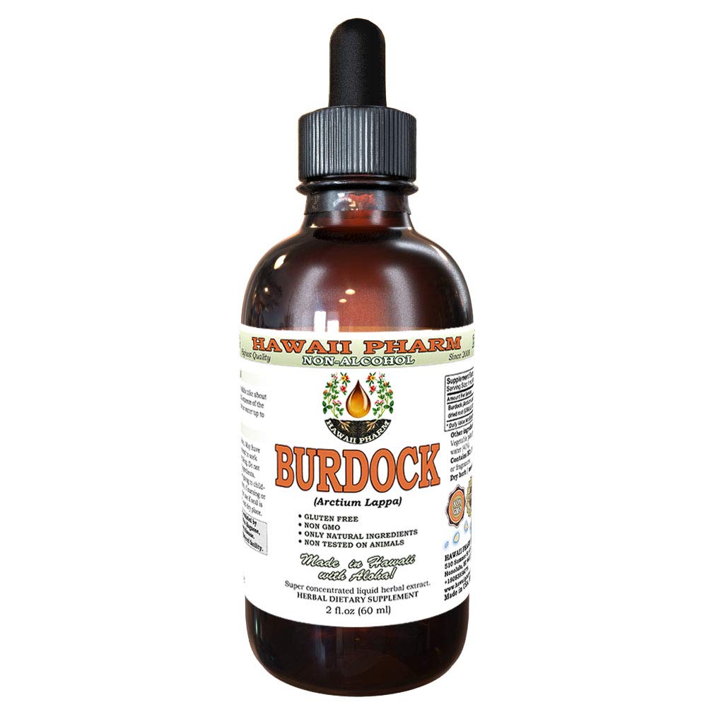 Extracto líquido libre de alcohol, Burdock orgánico (Arctium Lappa) Ratón seco Glycerite Hawaii Pharm Natural Herbal Suplemento 2 oz