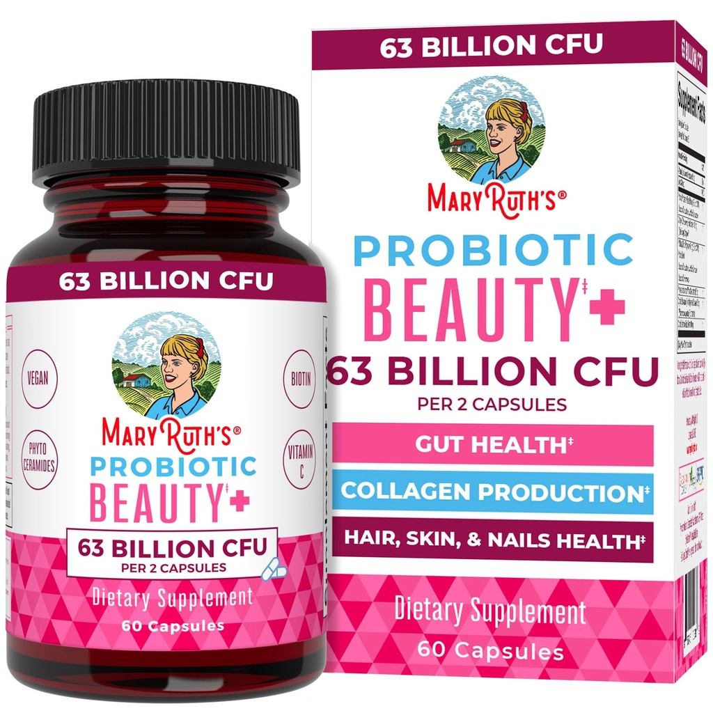 MaryRuth Orgánicas Belleza Probiótica Capsules ← Vegan Collagen Support ← Anti-Aging Silencio Gut Health Silencio Hair Skin and Nails Vitaminas ← Skin Care ← Biotin ← Proyecto No-GMO Verificado 60 Conde