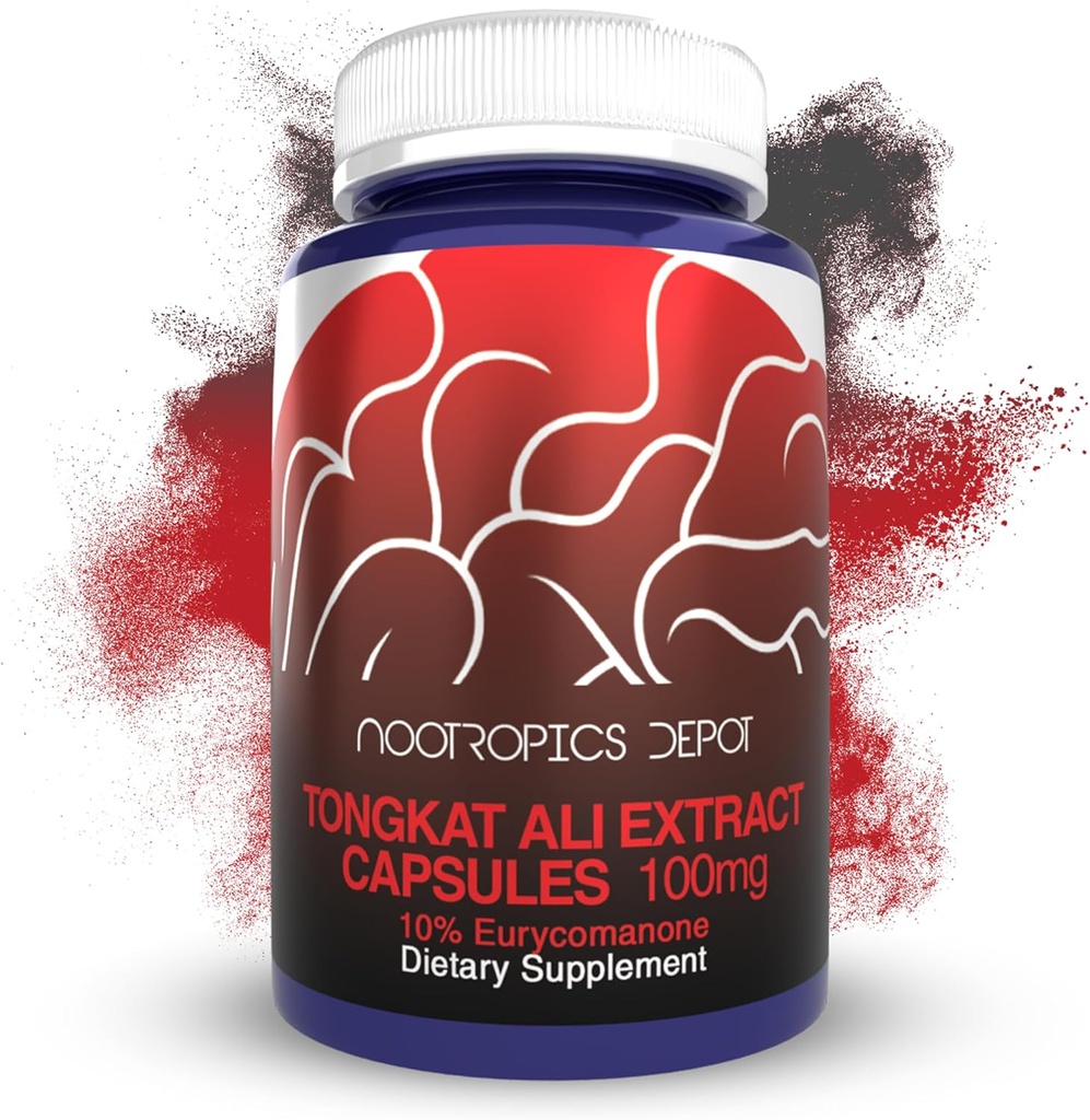 Nootropics Depot Tongkat Ali Extract Capsules ← 100mg Silencio 60 Cuenta Silencio 10% Eurycomanone by HPTLC ← Eurycoma longifolia Extracto de raíz