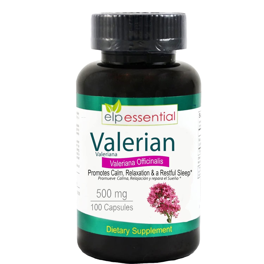 Cápsulas de raíz valeriana Suplemento de extracto de hierbas de 500 mg 100 pastillas