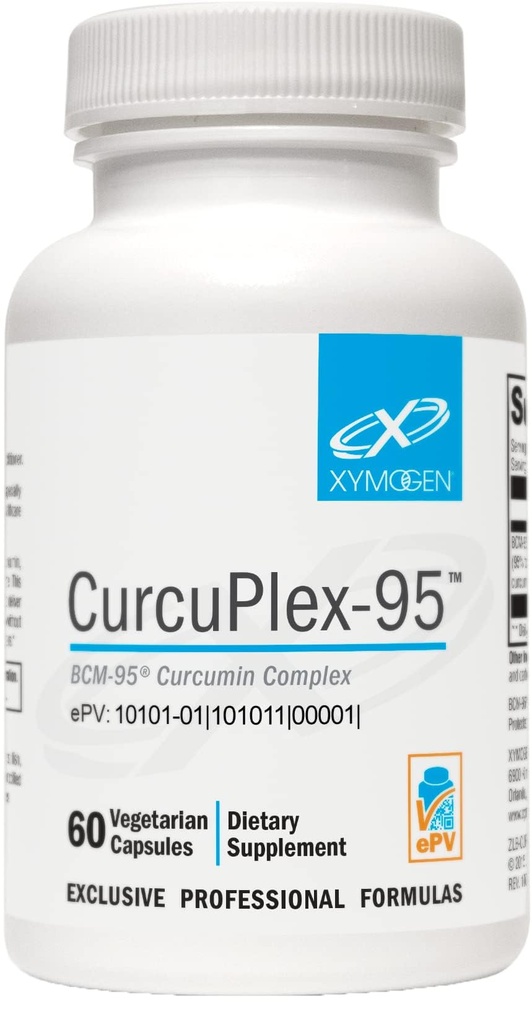 XYMOGEN CurcuPlex-95 - Suplementos de Curcumina Turmérica con Biodisponibilidad Mejorada - Suplemento de Apoyo al Cerebro diario (60 cápsulas de Turmérica Vegana)