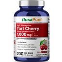 NusaPure Cereza de Tarta Orgánica 20:1 Extracto, 1000 mg Equivalente a 20,000 mg 200 Cápsulas Veggie (Vegan, no GMO) Bioperina