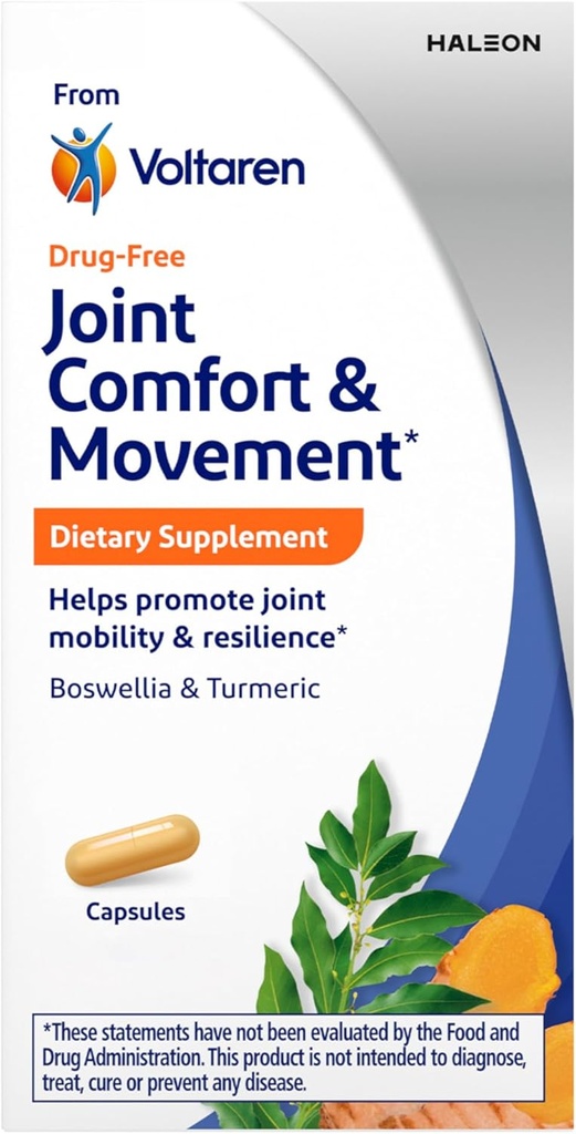 Voltaren Conjunto Confort y Movimiento Suplemento dietético de Voltaren, con Boswellia y Turmeric para Soporte Conjunto, Movimiento y Flexibilidad – 30 Cuenta Botella