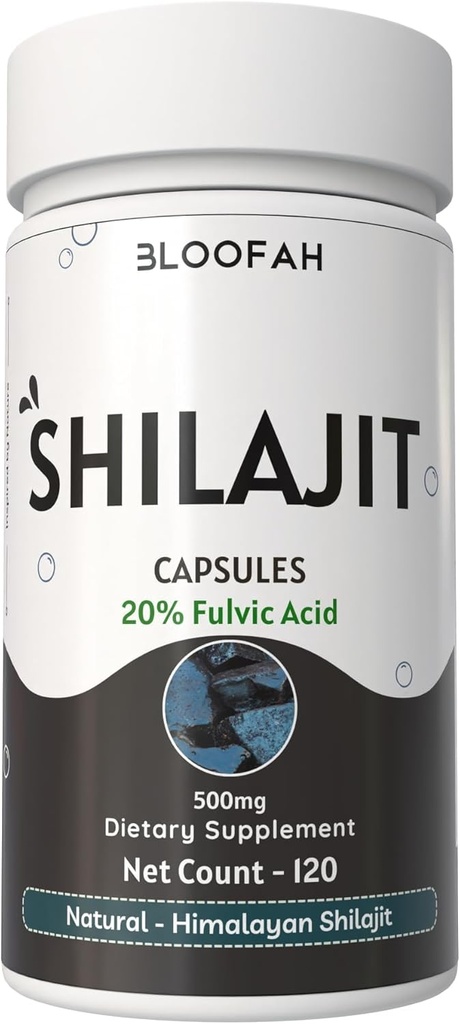 Shilajit Capsules 500mg ← 20% Extract Purified Asphaltum tención Natural Herbal Suplemento Silencio No Gluten, Gluten-Free, GMP-Certified TEN Easy to Swallow (120 Conde (Pack of 1))
